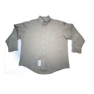 Bulwark FR Flame Retardant Tan Plaid Shirt Button Down Shirt Mens XL